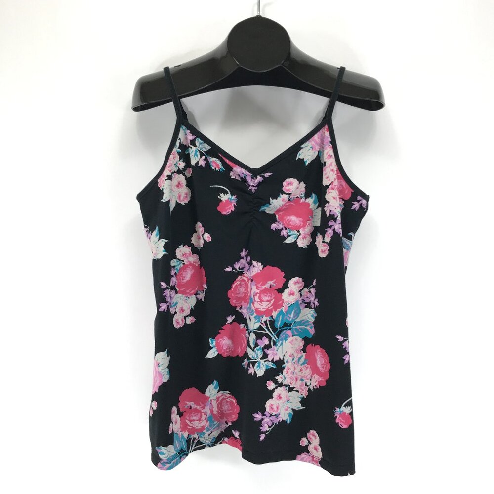 Torrid Foxy V-Neck Cinch Front Cami Women's Plus Size 3/3X Black Floral Stretch